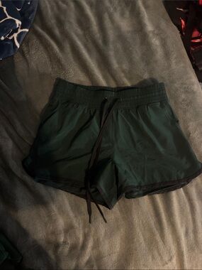 Abercrombie Women’s Dark Green Athletic Running Shorts with Drawstring